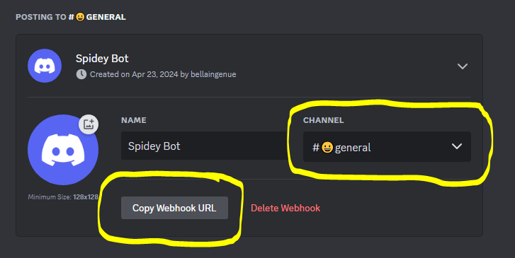 Copy Webhook URL